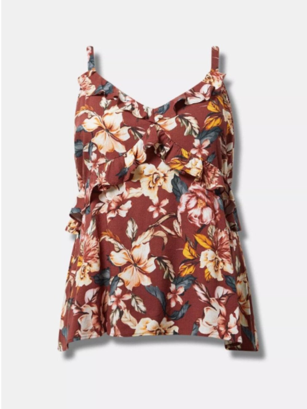 Torrid Rayon Slub Ruffle V-Neck - Picture 12 of 12
